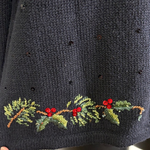 Vintage Tiara International Black Cardigan with Cardinal Embroidery Size Small - Picture 5 of 15